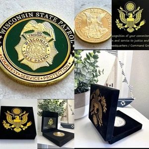 WISCONSIN STATE PATROL Challenge Coin With Special Velvet Case. Fast Shipping! - Picture 1 of 7