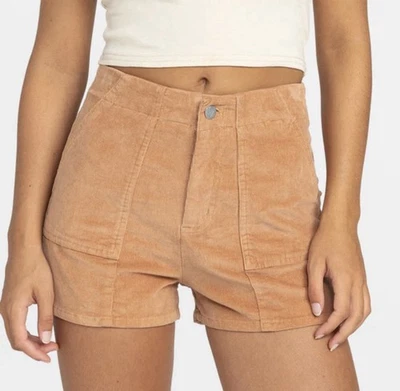 NUEVO Pantalones Cortos Roxy Pana Talla 27 SESIONES 2 Tiro Alto Retro Playa Elastizados Camel Foto 1 de 4