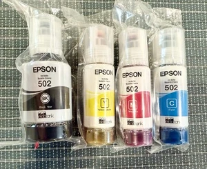 Epson 502 ink bottles: Black, Magenta, Cyan, Yellow Exp: 02/28 - Picture 1 of 5