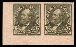 MOMEN: US #224TC5d OLIVE GREEN IMPERF PAIR PROOF MINT OG NH XF LOT #96140* - Picture 1 of 2