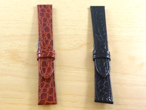 Echtlederarmband Krokodildruck Farben Braun Schwarz Schlaufe 18mm - Bild 1 von 4