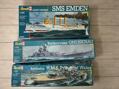 Crucero ligero Revell escala 1/350 SMS Emden, HMS Prince of Wales, Gniesenau Foto 1 de 4