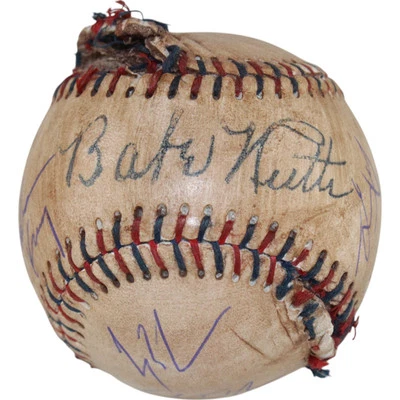 Sandlot Cast Autographed Ripped Baseball 7 Cast Members Beckett Witness 49316 - Image 1 of 4