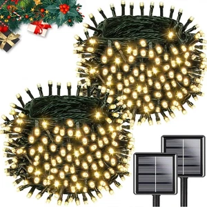 Solar String Lights Outdoor Waterproof 2PK 200LED 66FT Twinkle Lights Auto On... - Foto 1 di 6