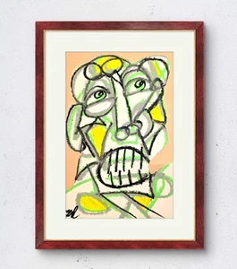 Corbellic Yellow John 9x6 Abstrakter Expressionismus PAPIER Sammlerstück Fine Art - Bild 1 von 8