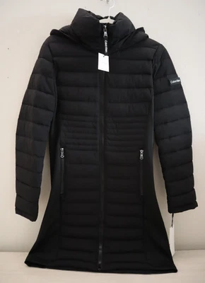 Jaqueta Calvin Klein Feminina Tamanho XS Preta Scuba Side Leve Walker Puffer $220 - Imagem 1 de 4