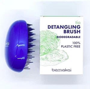 2 Pack - Bemakai Tio Detangling Brush in Blue. Biodegradable, 100% Plastic-Free - Picture 1 of 3