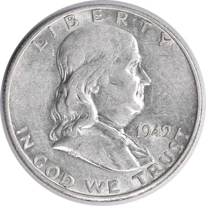 1949-S/S Franklin Silver Half Dollar RPM1 Choice AU Uncertified #100 - Picture 1 of 2