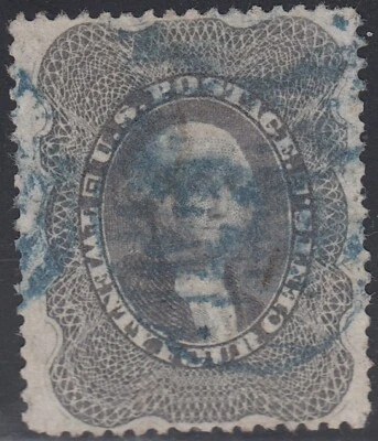 USA Scott #37 24ct Used Blue Cancel VF-XF Centering 4 Margin GEM - Image 1 of 2