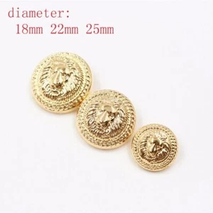 Lion Embossed Shank Button Gold Color Metal Buttons Garment Craft Accessory 10Pc - Picture 1 of 16