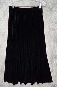 Falda Coldwater Creek Mujer Mediana Negra Terciopelo Elastizada Maxi Pull On - Imagen 1 de 9
