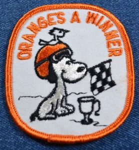 NOS 70s Vintage Orange's A Winner SNOOPY 3" Patch Hat Jacket Shirt Racing Dog - Picture 1 of 3