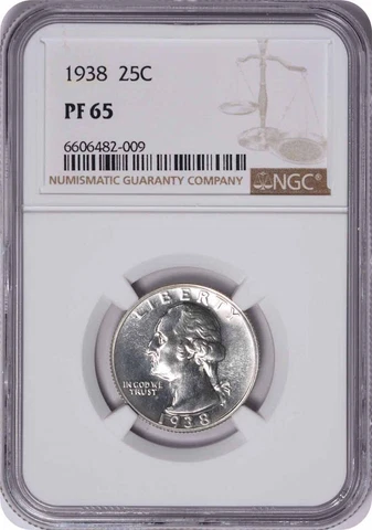 1938 Washington Silver Quarter PR65 NGC Cover