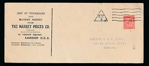 GB to IRELAND c1920 MARKET PRICES CO ENVELOPE MP Co PERFIN on 1d..MTP TRIANGULAR - Picture 1 of 1