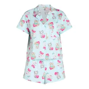 Celebrate Cat Heart Two Piece Pajama Set Womens Size 3XL Shirt Shorts Pajamas - Picture 1 of 4