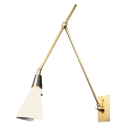 Italian 1950s Mid-century Magari Adjustable Wall Lamp in Bronze, White and Brass Cover