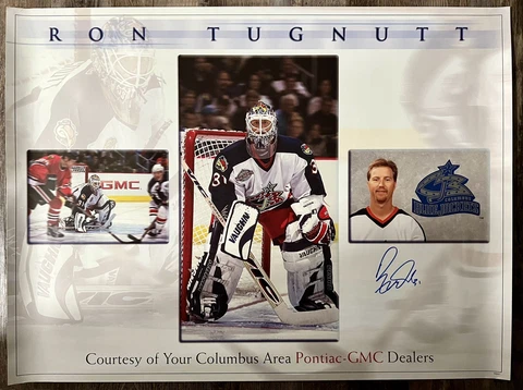 2000-01 Columbus Blue Jackets Inaugural Season Ron Tugnutt Autographed Poster Cover