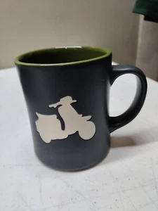 Starbucks 2011 Italian Vespa Scooter Coffee Mug Cup Bone China Black/Green - Picture 1 of 8