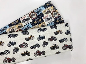 Motorcycle Fabric Quilting Cotton Vintage Motorbike Vehicles for Patchwork Craft - Picture 1 of 12