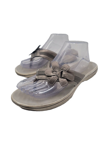 CLARKS Sandali donna Clark’s Cloudsteppers taglia 9M Brinkley floreali argento grigio perizoma