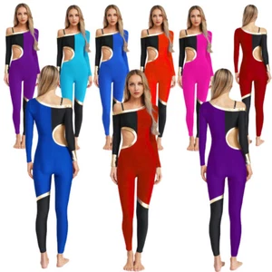 Women Bodysuit Strap Leotard Costume Jumpsuit Performance Adjustable Latin Gym - Picture 1 of 63
