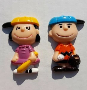  Peanuts Charlie Brown & Lucy Playing Baseball Refrigerator Magnets Vintage  - Picture 1 of 10