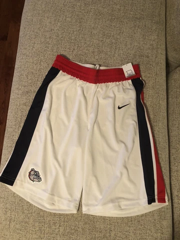 NWT'S Nike Gonzaga Bulldogs NCAA Basketball Shorts SZ L On Court White Rare Cover