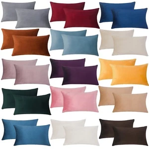 Plain Velvet Cushions Covers 30x51 cm Luxury Soft Velvet Sofa Bed Pillow Cases - Picture 1 of 85