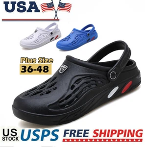 Men's Clogs Slip on Casual Shoes Waterproof Slippers Garden Beach Swim Sandals - Picture 1 of 28