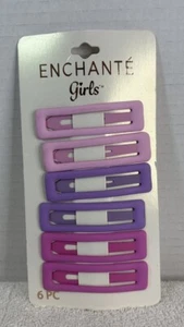 Enchante Girls Hair Accessories Kids/Adult Matte Snap Hair Clips Multicolor 6 Pc - Picture 1 of 4