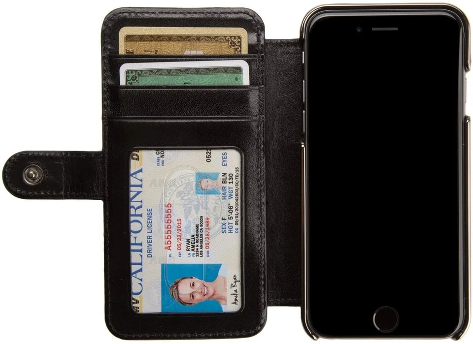 Carteira clássica livro couro capa carteira para novo iPhone SE 2020 / iPhone 8/7 - Imagem 1 de 4