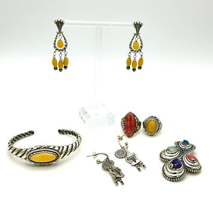 Carolyn Pollack Southwest Bracelet Earrings Windsong Pendant Rings Yellow Jasper
