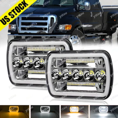 Pair 7X6" 5x7" LED Headlight for Ford Super Duty Truck F550 F650 F750 F600 F700 - Image 1 of 4