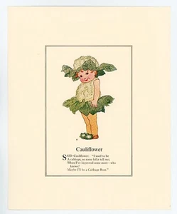 Cauliflower Child Mother Earth's Children Print 1978 Georgetown Ohio Garden Art - Picture 1 of 1