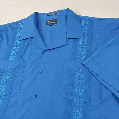 Camisa Omega 4XL 20-20.5 Para Hombre Azul Guayabera Bordada Informal 30x33 Foto 1 de 4