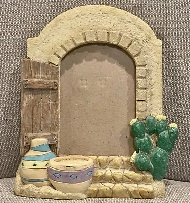 Southwest Resin Picture Frame Prickly Pear Cactus Arch Pottery Pueblo FREE SHIP Foto 1 de 4