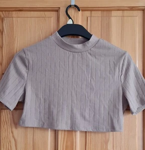 Shein Damen braunes Cropped geripptes Top Größe L - Bild 1 von 2
