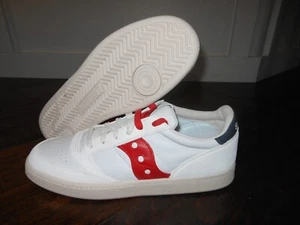 SAUCONY JAZZ COURT LOW S70671-4 Retro Old Skool Leather Shoes Size 11.5 US WhtRd - Picture 1 of 10