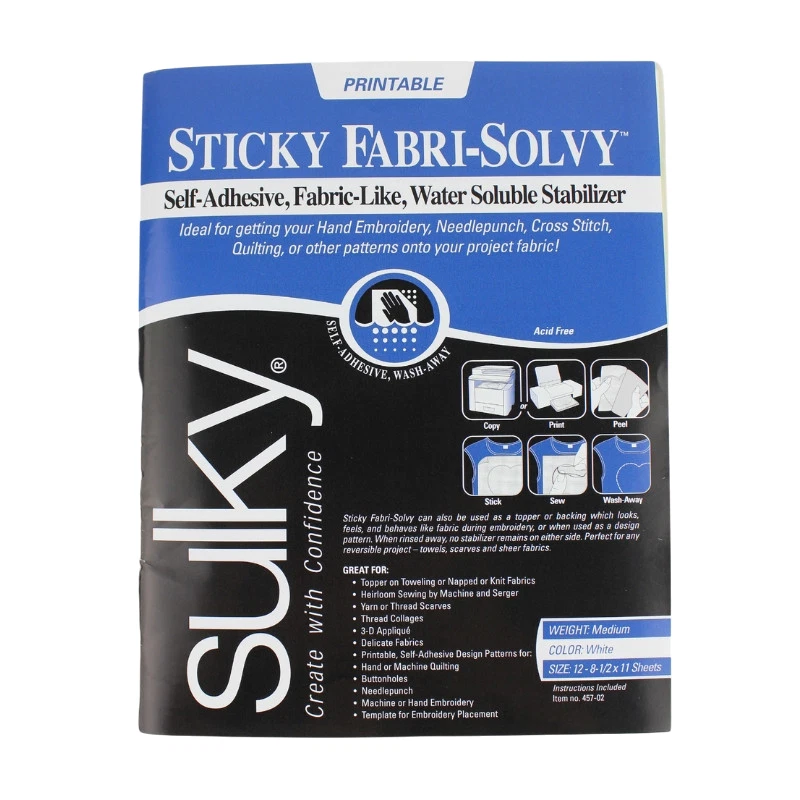 Sulky Sticky Fabri-Solvy Stabilizer - White - 8.5'' x 11'' Pkg. (12 Sheets) - Image 1 of 1