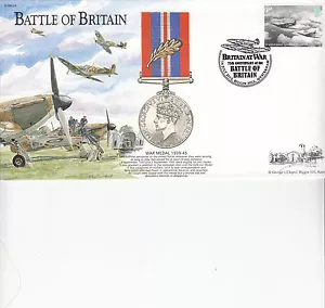 BB24 Batalla de Gran Bretaña RAF Medalla de Guerra Cubierta 75th Ann Batalla de Gran Bretaña 2015 FDC - Imagen 1 de 1