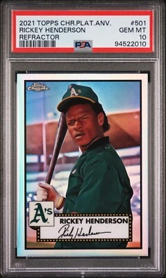 Rickey Henderson 2021 Topps Chrome Platinum "Refractor" #501 - PSA 10 - GEM MINT - Image 1 of 2