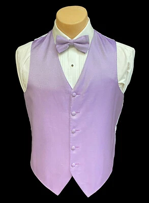Men's Armanno Lilac Purple Tuxedo Vest & Bow Tie Groom Wedding Prom XL - Image 1 of 4