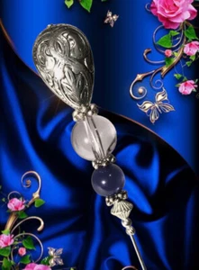 SEXY HATPIN with Celtic Motif on Silver TEAR shape with a Modern Look - 8 inch - Picture 1 of 10