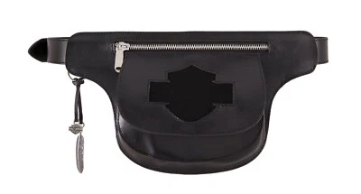Harley Davidson Womens Lita B&S Logo with Charms Black Leather Belt Bag M - image 1 of 4