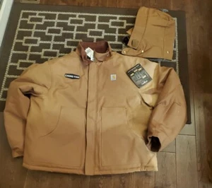 NEW WITH TAGS CARHARTT J02 BROWN DUCK JACKET AND NEW A02 HOOD MENS SIZE 50 FADED - Picture 1 of 16