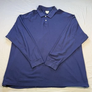 L.L. Bean Men's Shirt 3XLT Reg Navy Blue Collared Polo Long Sleeve 0 KA85 - Picture 1 of 7