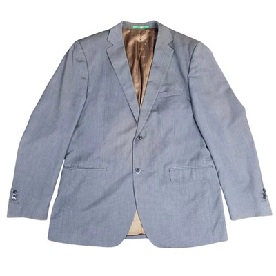 Bianco Brioni Firenze Modern Fit High Twist Blue Grey Sports Coat 44L Blazer - Image 1 of 4