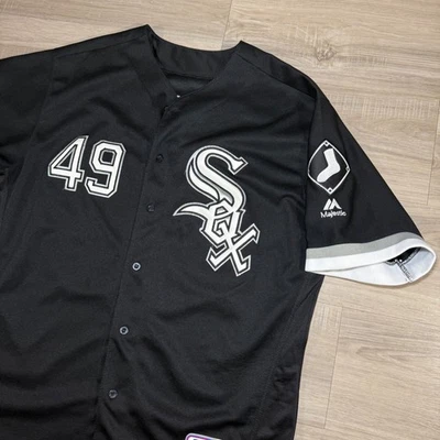 Majestic Chicago White Sox Chris Sale #49 MLB Jersey Performance Size 44 Black - Image 1 of 4