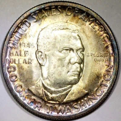 1946 Booker T. Washington Silver Half Dollar 50C - Uncirculated - Toned - Image 1 of 2
