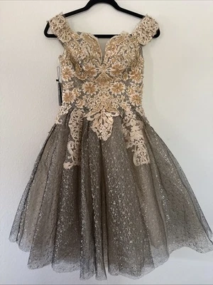 Black/Silver Lace Wedding/ Special Occasion Formal Dress Size S/M Hand Made New - Image 1 of 4